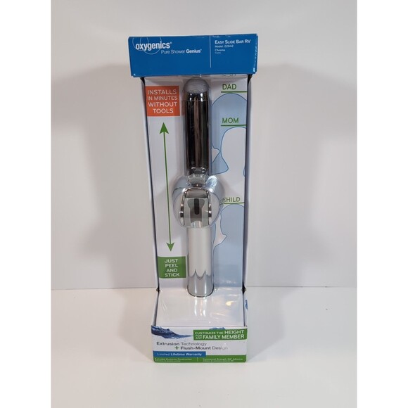 Oxygenics 22842 Showerhead Easy Slide Bar 3.25" W x 16" H x 3.5" D Chrome RV NEW - Picture 1 of 5